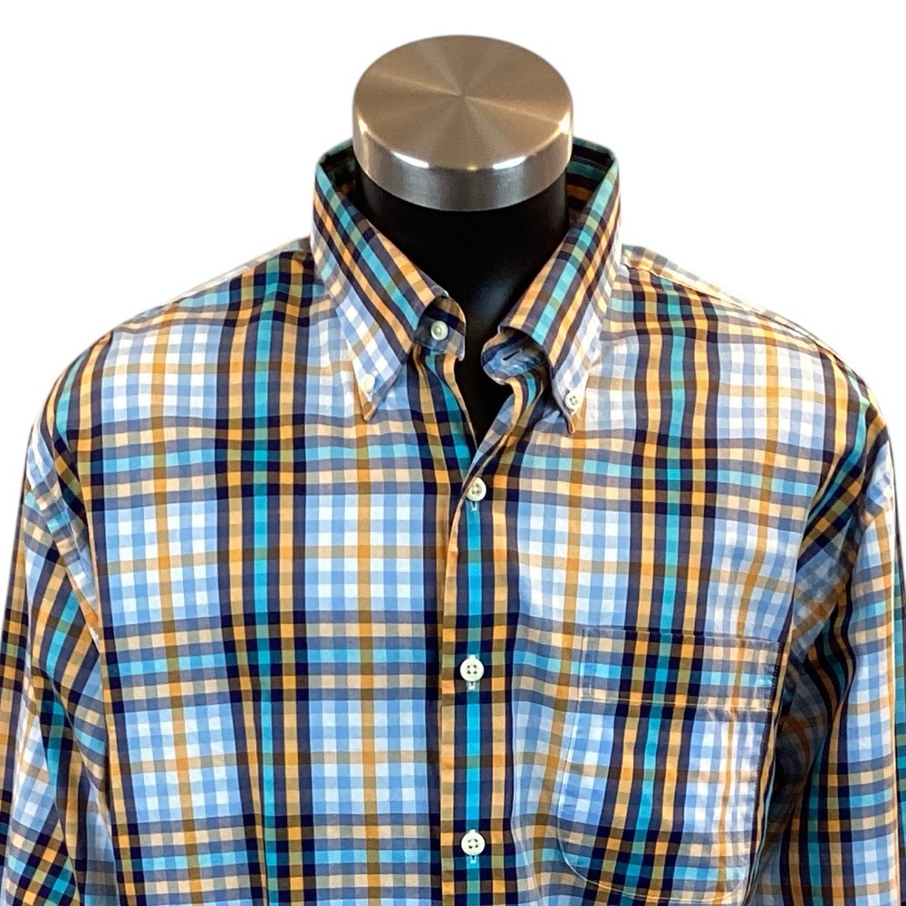 Peter Millar Multi-Color Checked Button Up Cotton… - image 5